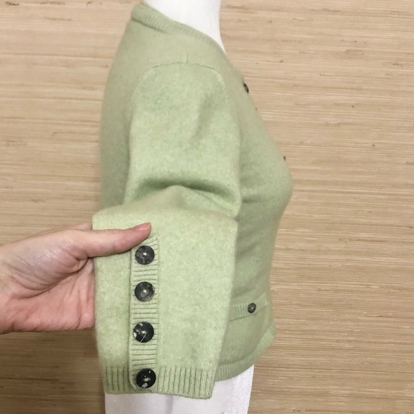 Green Button-Up Women's Cardigan - Picture 3 of 11